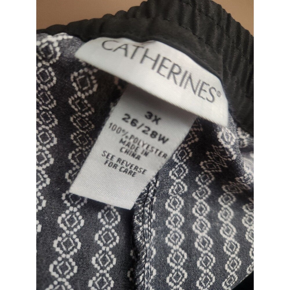 Catherines Flowy Pull On Pants Floral Leg Hems Wide Leg Size 3X NWT - Picture 6 of 6